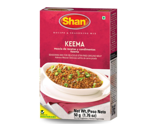 Shan keema recipe and seasoning mix 1.76 oz (50g) - spice powder for delicious stir-fried ground meat - suitable for vegetarians - airtight bag in a b