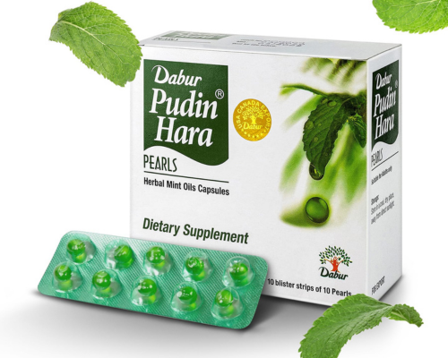Dabur pudin hara pearls herbal mint oil capsules  dietary supplements  10 strips