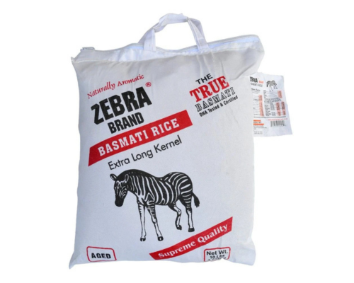Zebra brand basmati rice extra long kernel 10lbs (4.54kg)