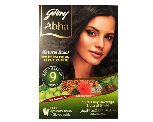 Godrej abha henna natural black 9 herbs - 6 sachets - 10 gm (1 oz)