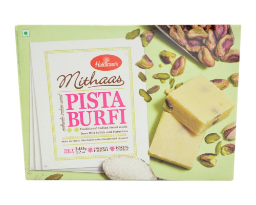 Haldirams, pista burfi indian sweets, 340 grams(gm)