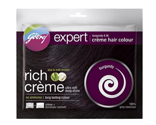 5 x (20g+20ml) rich creme godrej expert black, black brown, burgundy hair color