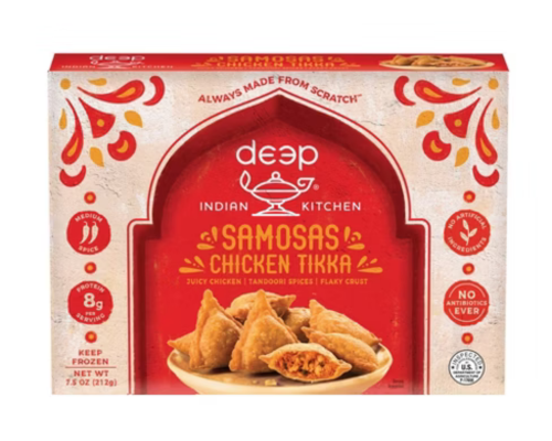 Deep chicken tikka samosas
